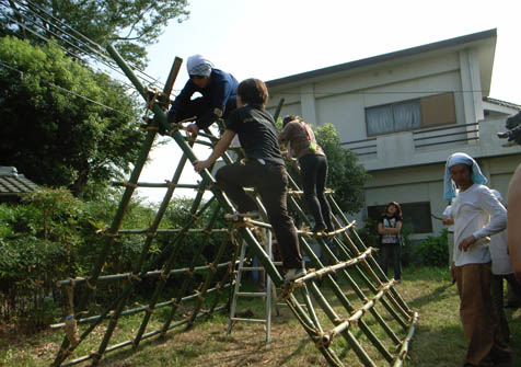 茅葺き小屋の骨組み